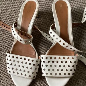 Fendi White and Brown Perforated Heels